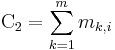 \mbox{C}_2 = \sum_{k=1}^m m_{k,i}