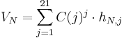 V_N = \sum_{j=1}^{21} C(j)^j \cdot h_{N,j}