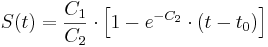 S(t) = \frac{C_1}{C_2} \cdot \left [ 1 - e^{-C_2} \cdot (t-t_0) \right ]